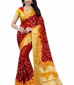 Multicolor hand woven art silk saree with blouse