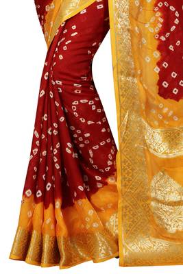 Multicolor hand woven art silk saree with blouse 3