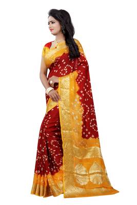 Multicolor hand woven art silk saree with blouse 4