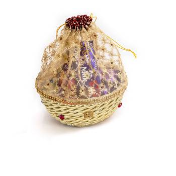 Basket Style Net Fabric Pouch Bag 1