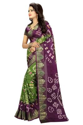 Multicolor hand woven art silk saree with blouse 4