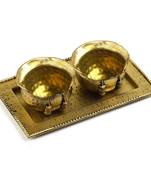 Golden Elegant Gift Tray With 2 Bowls