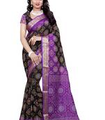 Multicolor hand woven art silk saree with blouse