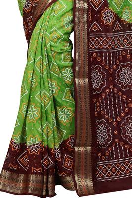 Multicolor hand woven art silk saree with blouse 3