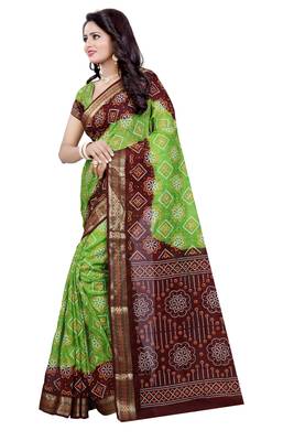 Multicolor hand woven art silk saree with blouse 4