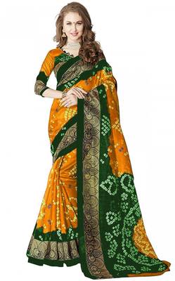 Multicolor printed bhagalpuri silk saree with blouse 1