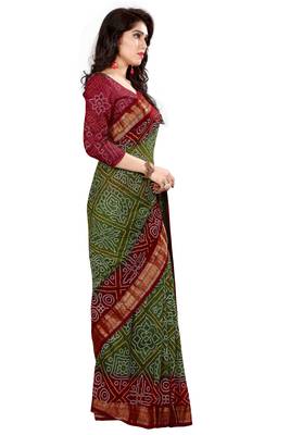 Multicolor hand woven art silk saree with blouse 4