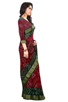 Multicolor hand woven art silk saree with blouse 4