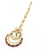 Ruby Red Jadau Kundan Maang Tika Jewellery For Women