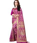 Pink woven banarasi saree with blouse