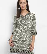 Green printed cotton short-kurtis