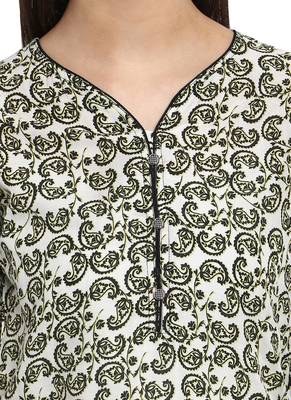 Green printed cotton short-kurtis 2