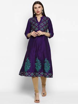 Purple printed cotton poly kurtas-and-kurtis 1