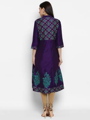 Purple printed cotton poly kurtas-and-kurtis 3