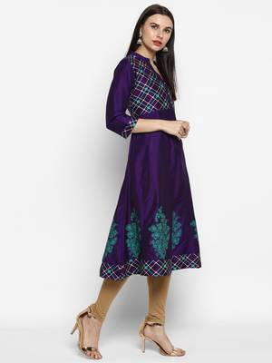 Purple printed cotton poly kurtas-and-kurtis 4
