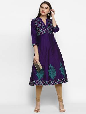 Purple printed cotton poly kurtas-and-kurtis 5