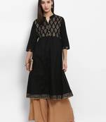 Black printed cotton kurtas-and-kurtis