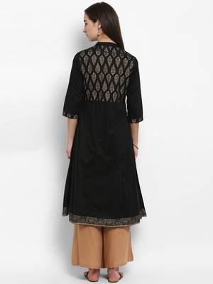 Black printed cotton kurtas-and-kurtis 3