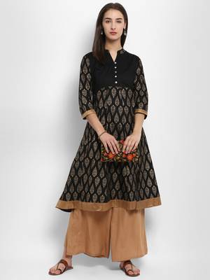 Black printed cotton kurtas-and-kurtis 1
