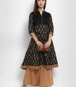 Black printed cotton kurtas-and-kurtis