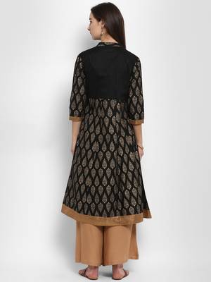 Black printed cotton kurtas-and-kurtis 3