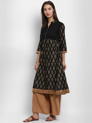 Black printed cotton kurtas-and-kurtis 4