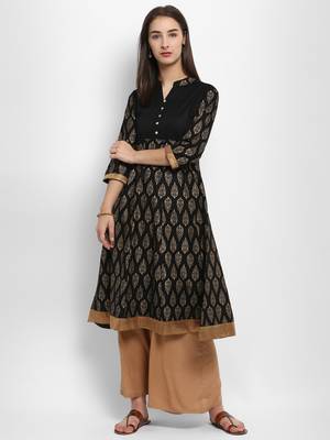 Black printed cotton kurtas-and-kurtis 5
