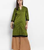 Green plain cotton poly kurtas-and-kurtis