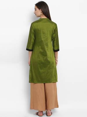 Green plain cotton poly kurtas-and-kurtis 3