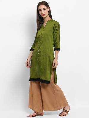 Green plain cotton poly kurtas-and-kurtis 4