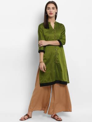 Green plain cotton poly kurtas-and-kurtis 5