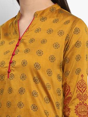 Mustard printed chanderi kurtas-and-kurtis 2