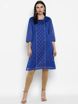 Royal-blue printed chanderi kurtas-and-kurtis 1