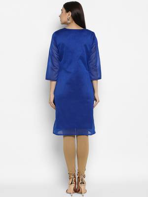 Royal-blue printed chanderi kurtas-and-kurtis 3