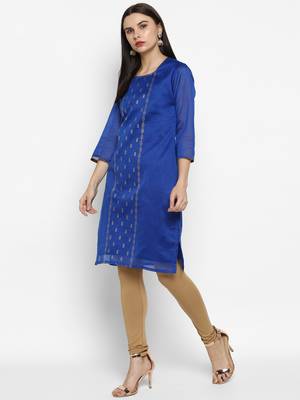 Royal-blue printed chanderi kurtas-and-kurtis 4