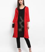 Red printed rayon kurtas-and-kurtis