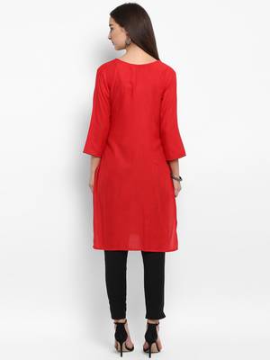 Red printed rayon kurtas-and-kurtis 3