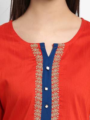 Red embroidered cotton poly embroidered-kurtis 2