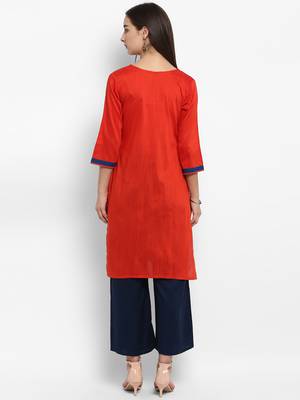 Red embroidered cotton poly embroidered-kurtis 3