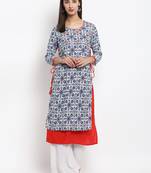 Blue embroidered rayon embroidered-kurtis