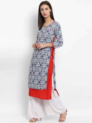Blue embroidered rayon embroidered-kurtis 4