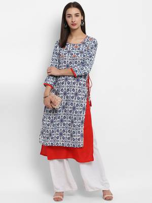 Blue embroidered rayon embroidered-kurtis 5