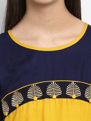 Yellow embroidered rayon embroidered-kurtis 2