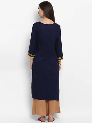 Yellow embroidered rayon embroidered-kurtis 3