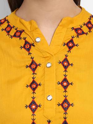 Mustard embroidered rayon embroidered-kurtis 2