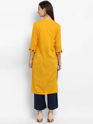 Mustard embroidered rayon embroidered-kurtis 3
