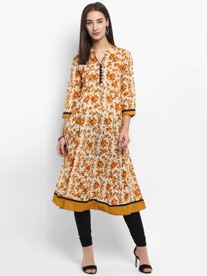Brown printed cotton kurtas-and-kurtis 1