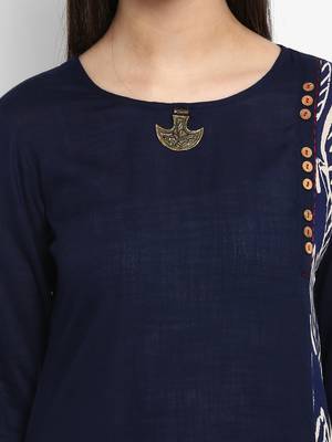 Navy blue embroidered rayon embroidered kurtis 2