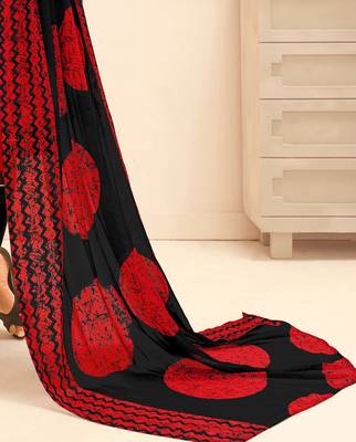 Red embroidered cotton unstitched salwar 4