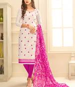 Off-white embroidered cotton unstitched salwar